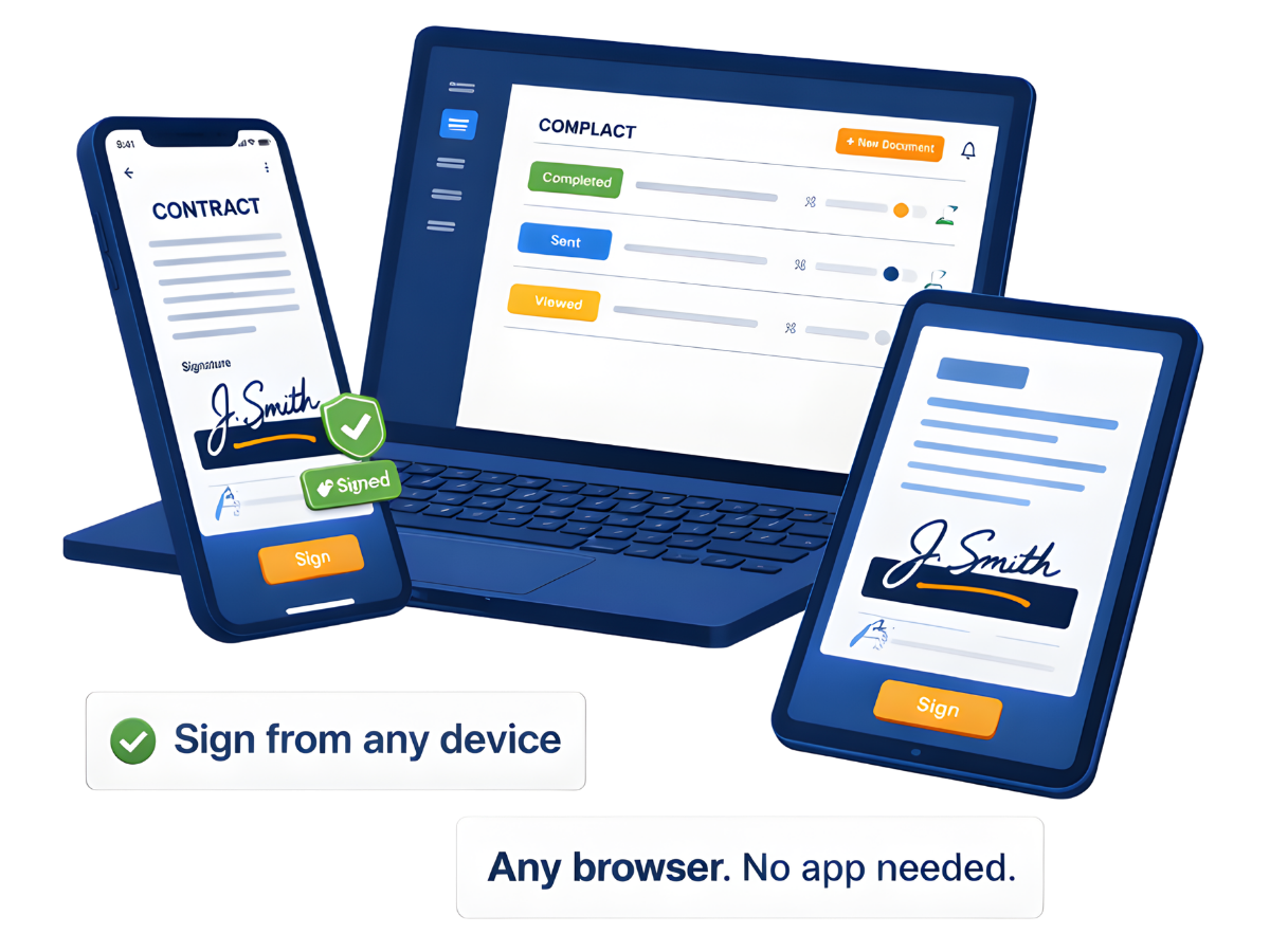 Sign from any device — phone, tablet, laptop
